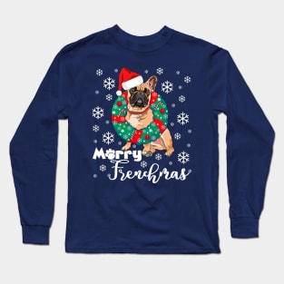 Merry Frenchmas Funny French Bulldog Christmas Frenchi Dogmas Long Sleeve T-Shirt